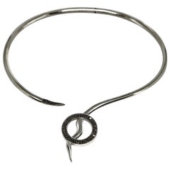 Choker in Sterling Silver with Black Diamonds