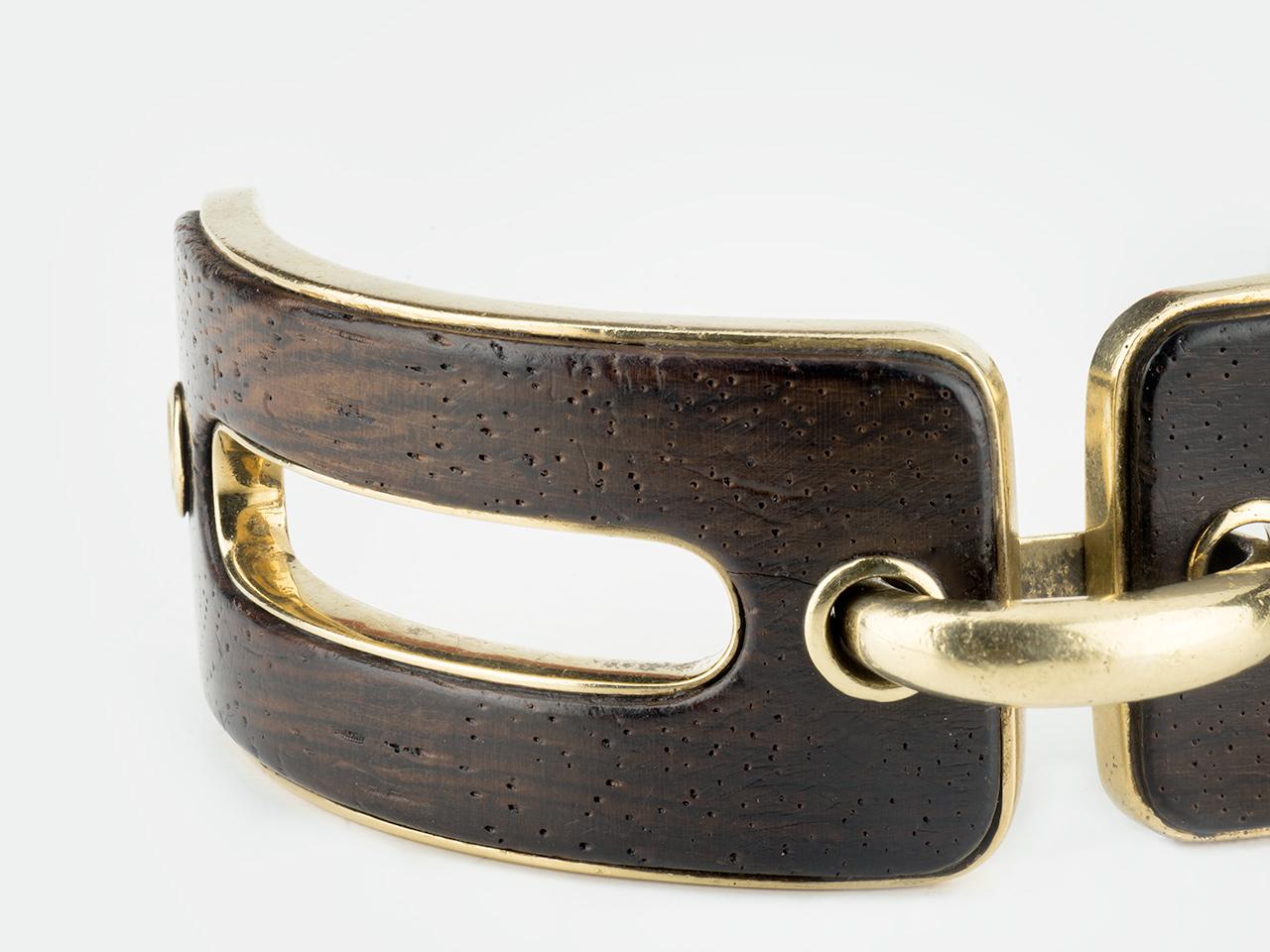 Snakewood and Gold Link Bracelet by Percin for Hermès In Good Condition In San Antonio, TX
