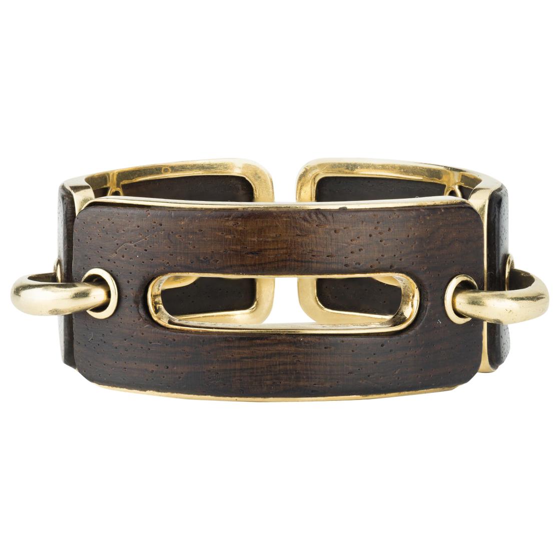 Snakewood and Gold Link Bracelet by Percin for Hermès