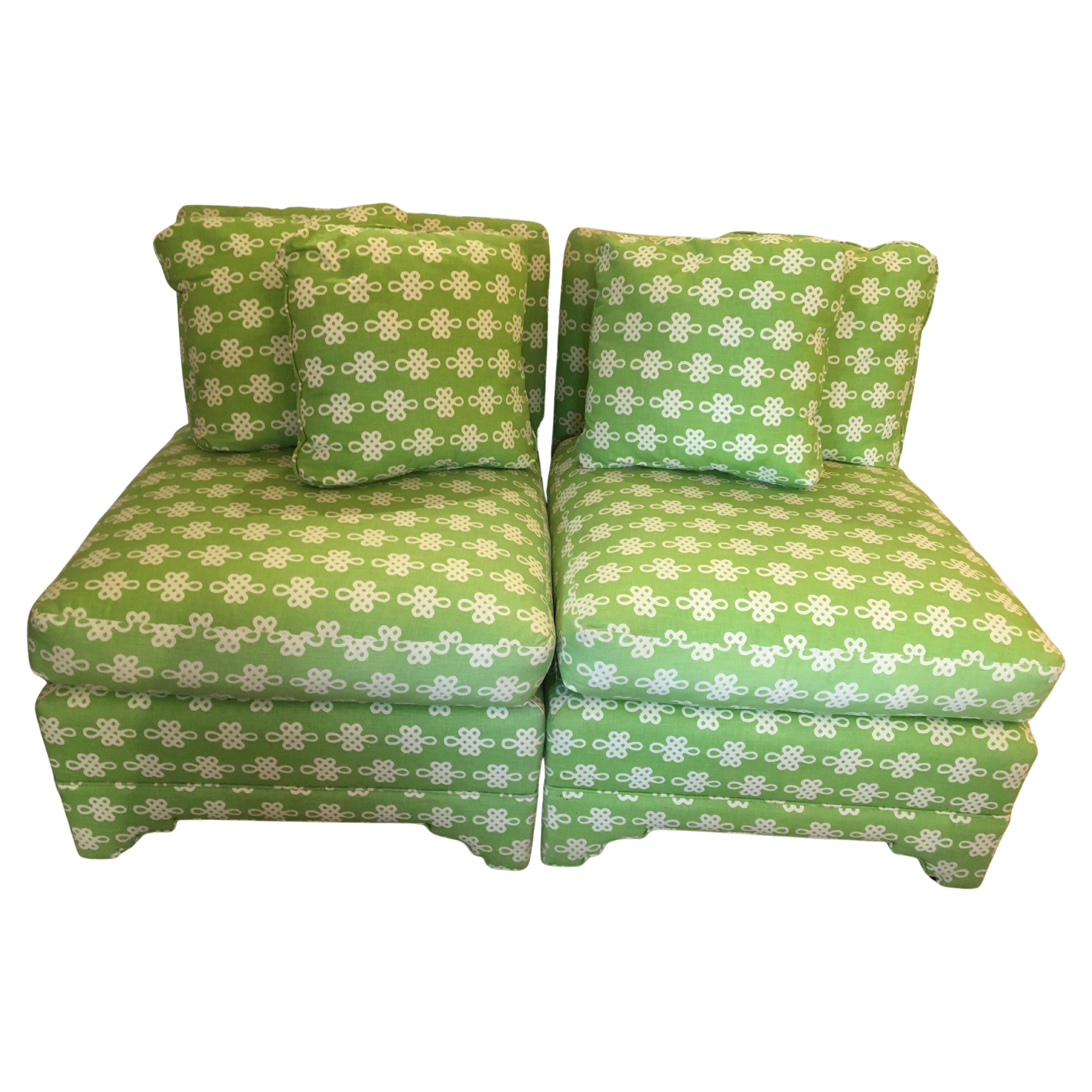 Snappy Stylish Lime Green & White Slipper Chairs