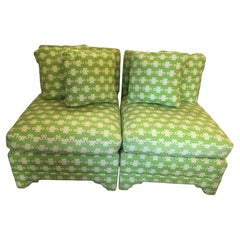 Vintage Snappy Stylish Lime Green & White Slipper Chairs