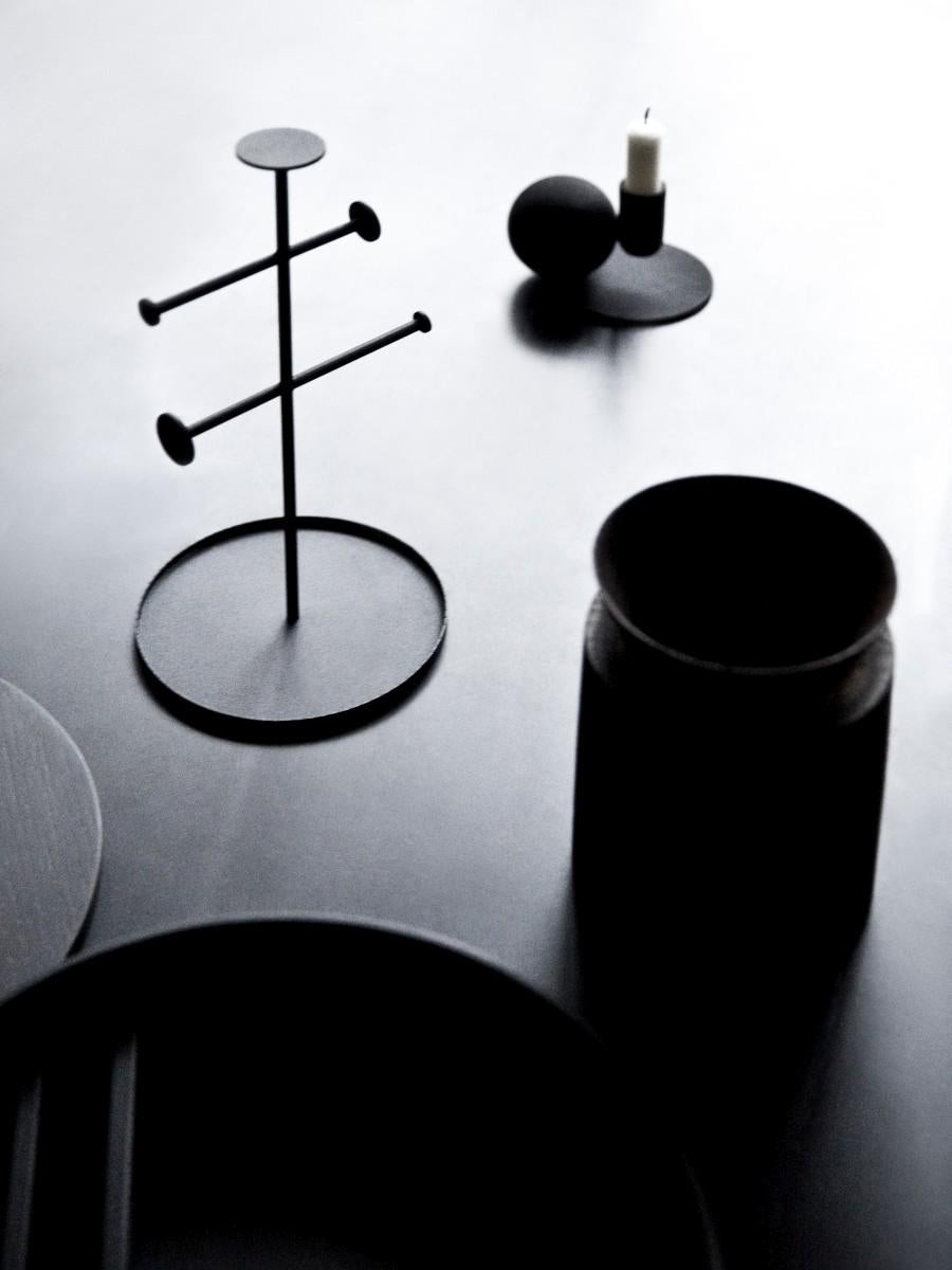 Bulgarian Snaregade Table, Round 47 in Black Veneer For Sale