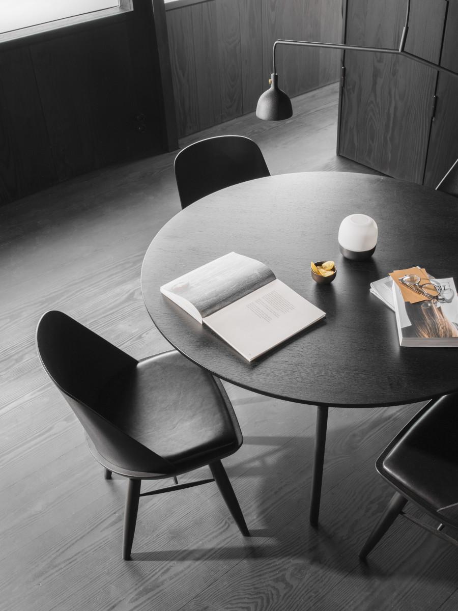 Contemporary Snaregade Table, Round 47 in Black Veneer For Sale