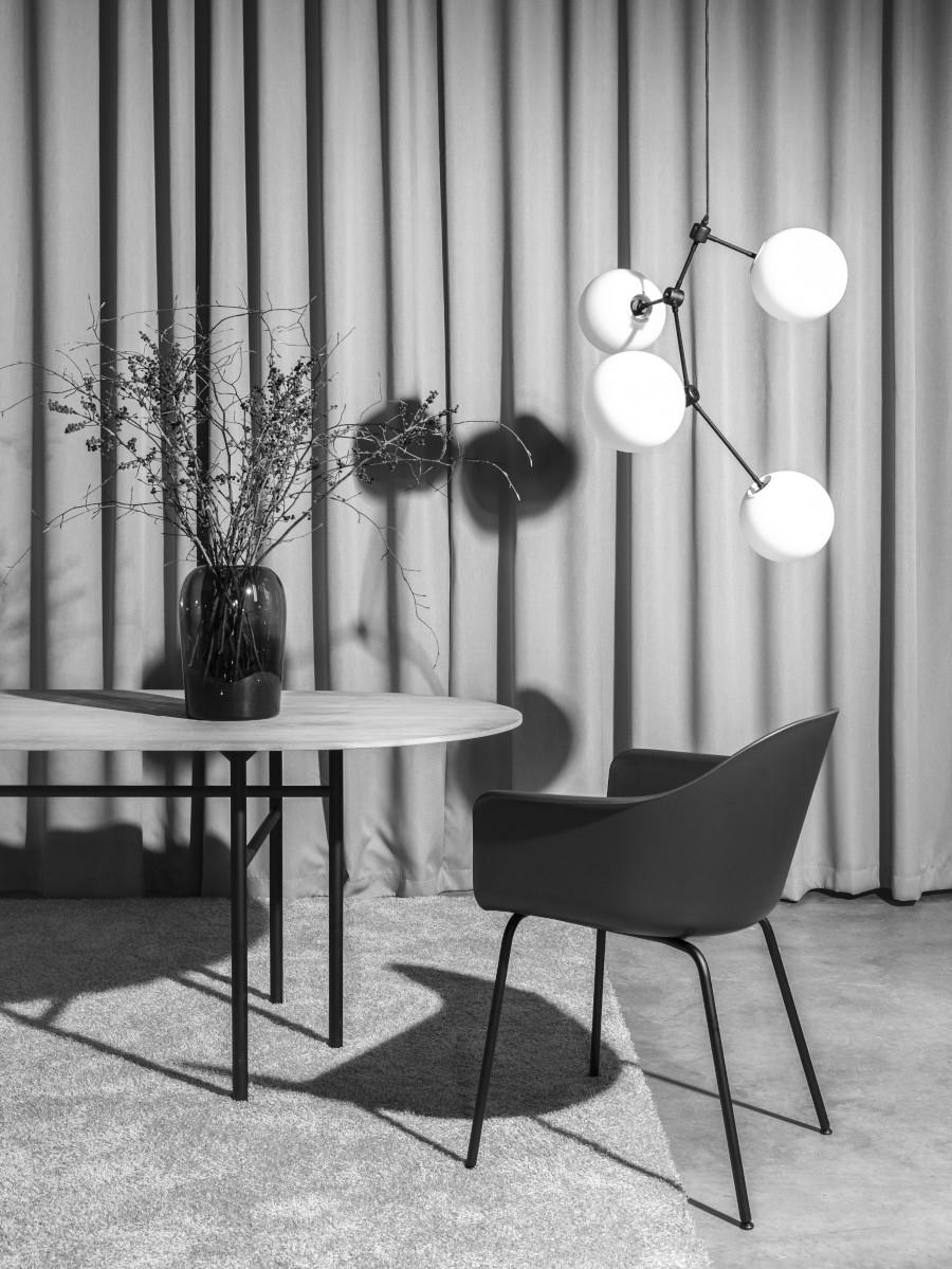 Scandinavian Modern Snaregade Table, Round, Light Grey or Mushroom Linoleum
