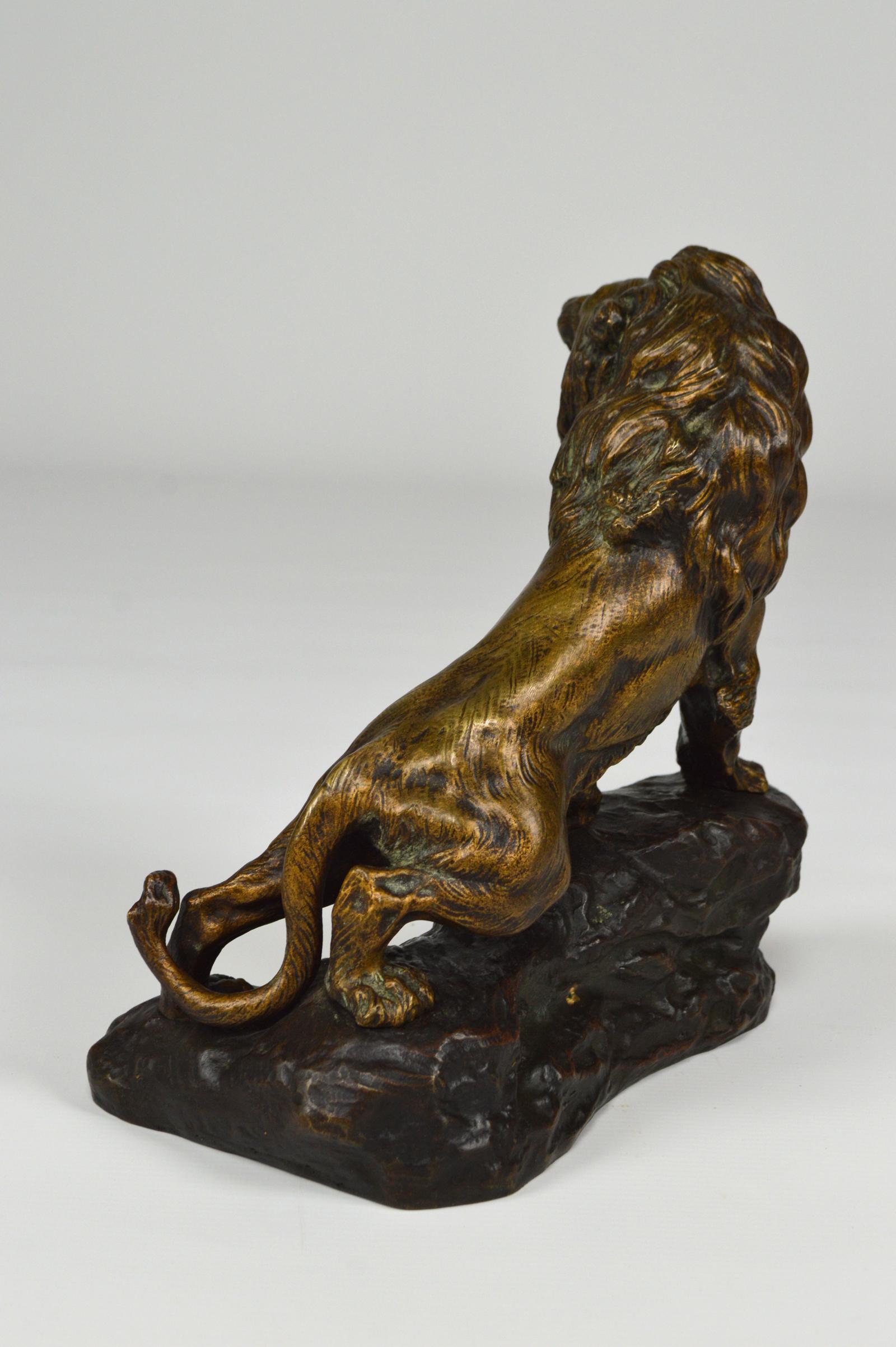 Belle Époque Snarling Lion in Bronze by Thomas François Cartier, France, Early 20th Century