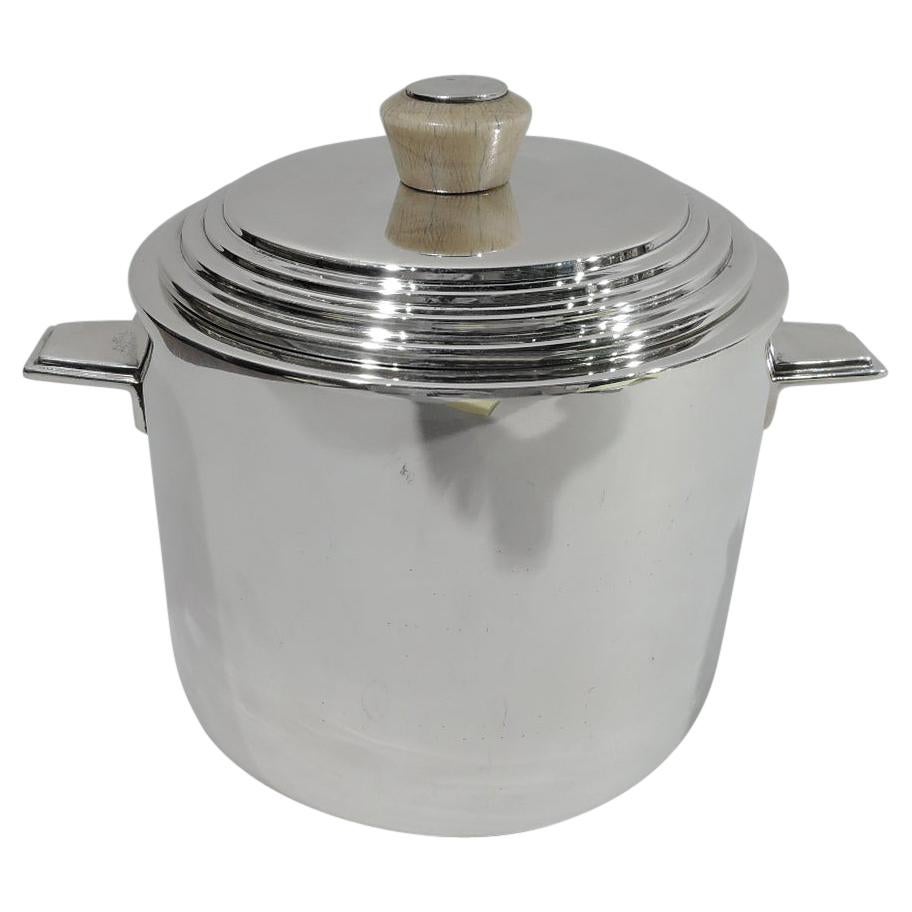 Snazzy English Art Deco Sterling Silver Ice Bucket