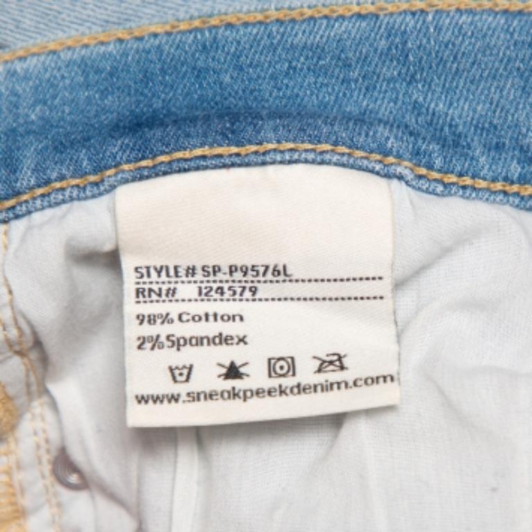 Sneak Peek Blue Denim Distressed Skinny Jeans M For Sale 1