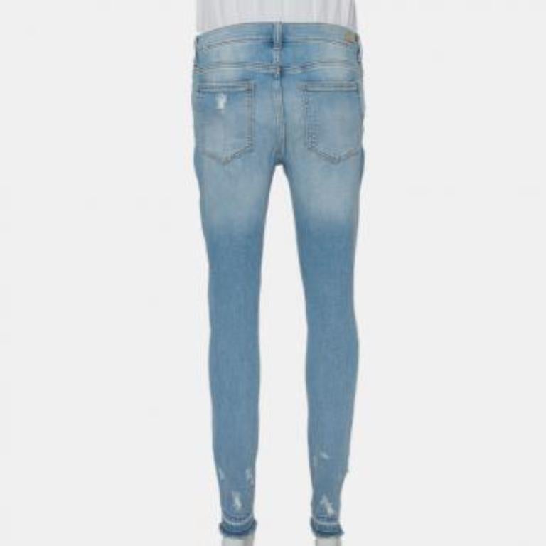 Sneak Peek Blue Denim Distressed Skinny Jeans M For Sale 4