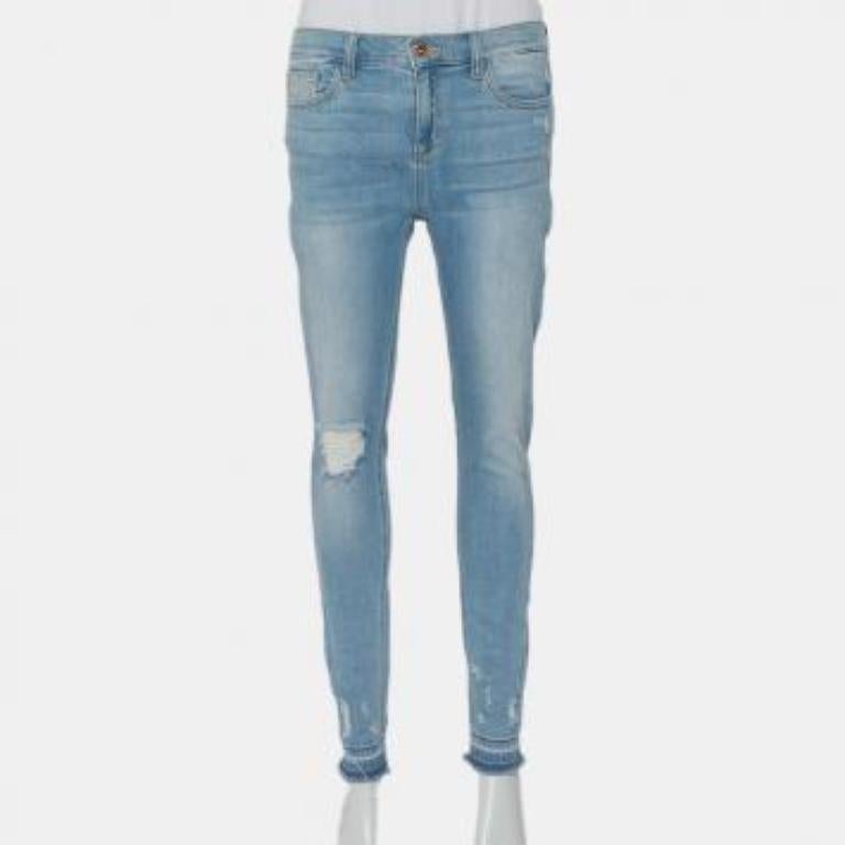 Sneak Peek Blue Denim Distressed Skinny Jeans M For Sale 5