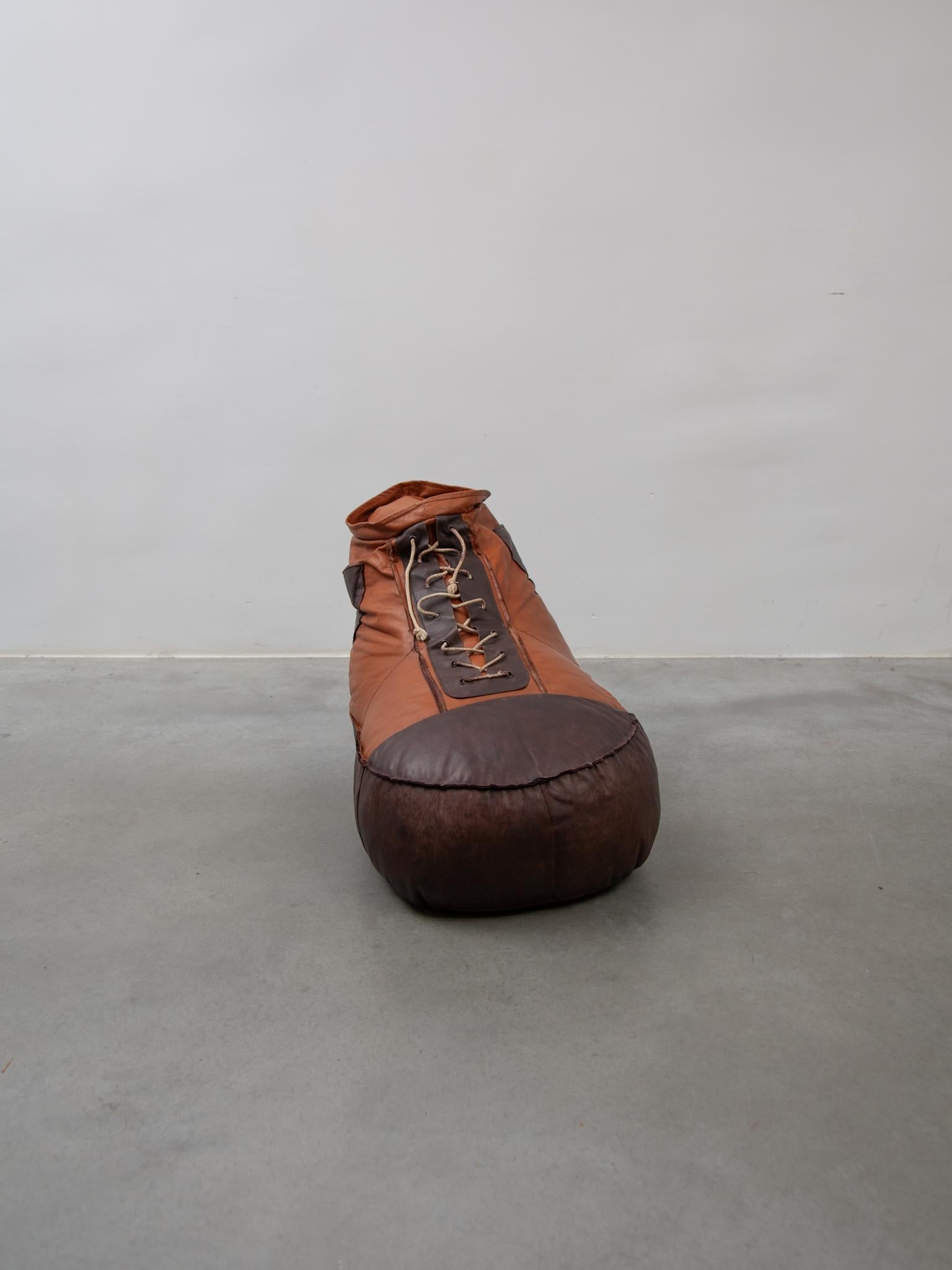 Cuir Basket De Sede Pouf, Ottoman, Beanbag des années 1970, Suisse en vente
