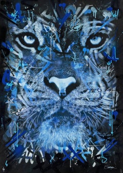 Tiger Blue (Unique Snik x Martin Whatson dual signed embellished screen print)