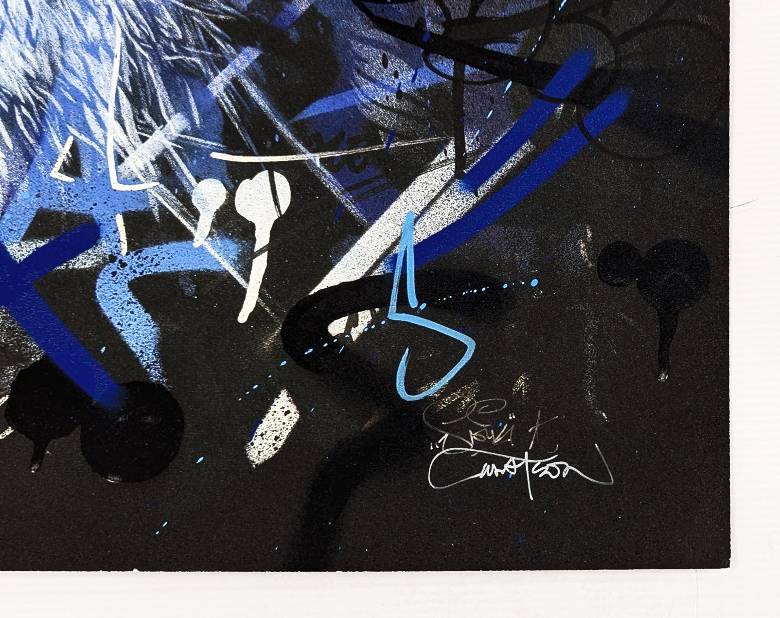 Tiger Blue (Einzigartiger, signierter Siebdruck von Snik x Martin Whatson mit Verzierungen) im Angebot 2
