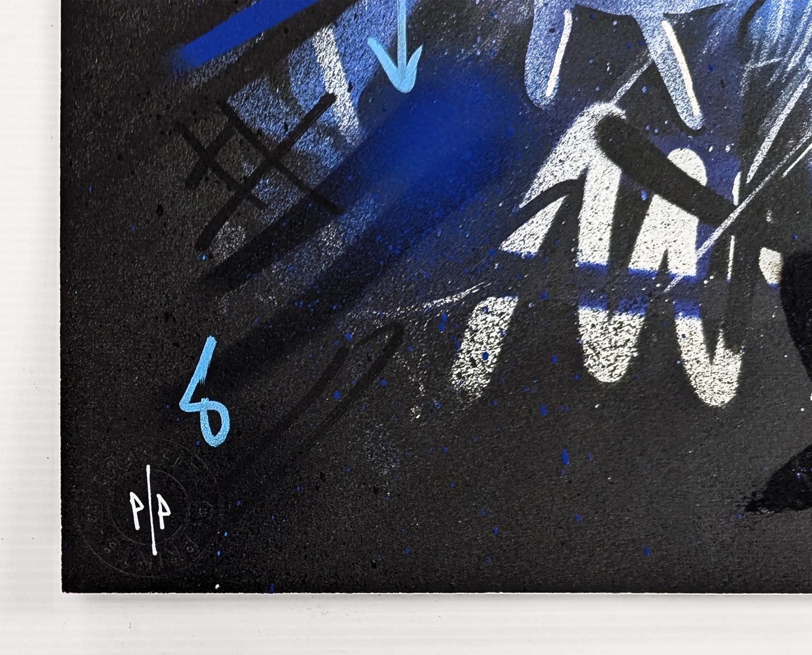 Tiger Blue (Einzigartiger, signierter Siebdruck von Snik x Martin Whatson mit Verzierungen) im Angebot 3