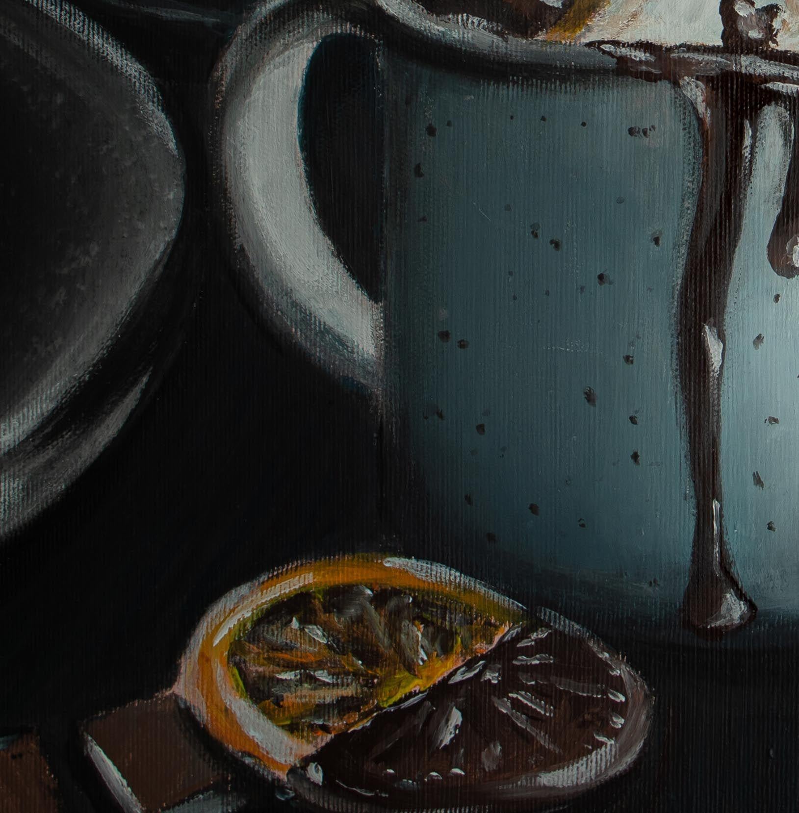 Marshmallows & Hot Chocolate, Gemälde, Acryl auf Leinwand (Realismus), Painting, von Snjezana Blagsic-Vallenssia