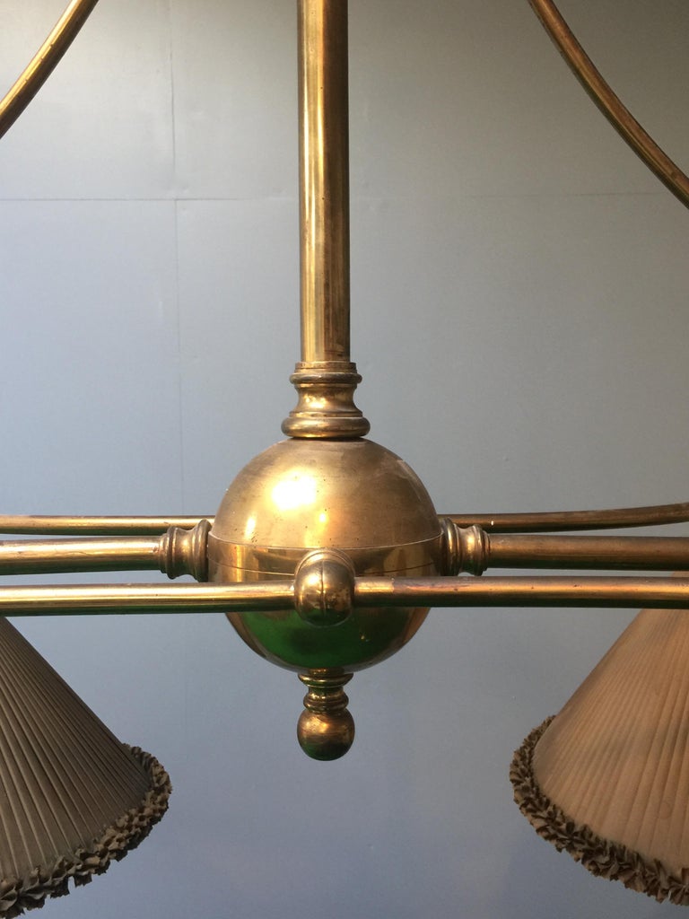 Snooker billiard pool light lamp brass silk victorian 1890 english For