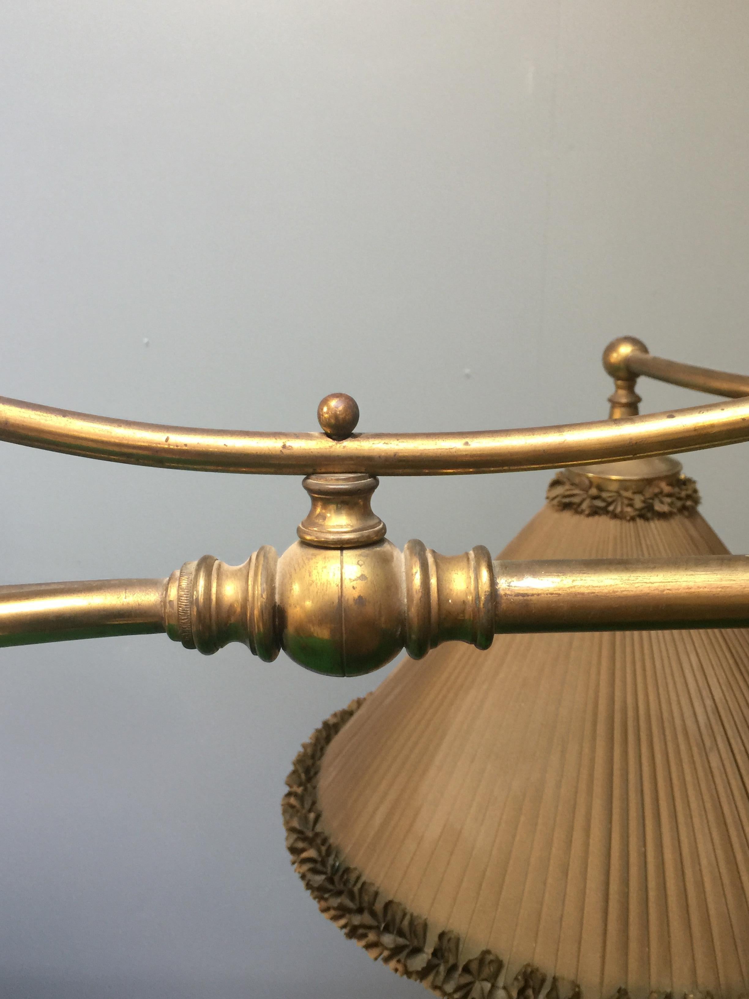 Snooker billiard pool light lamp brass silk victorian 1890 english (Spätes 19. Jahrhundert) im Angebot