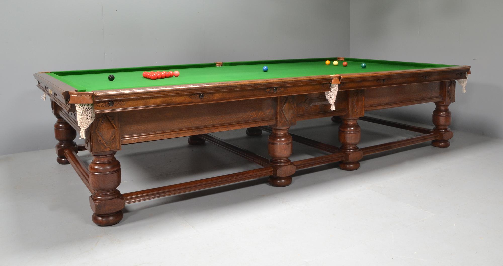 Jacobean Snooker billiard pool table refectory jacobean oak For Sale