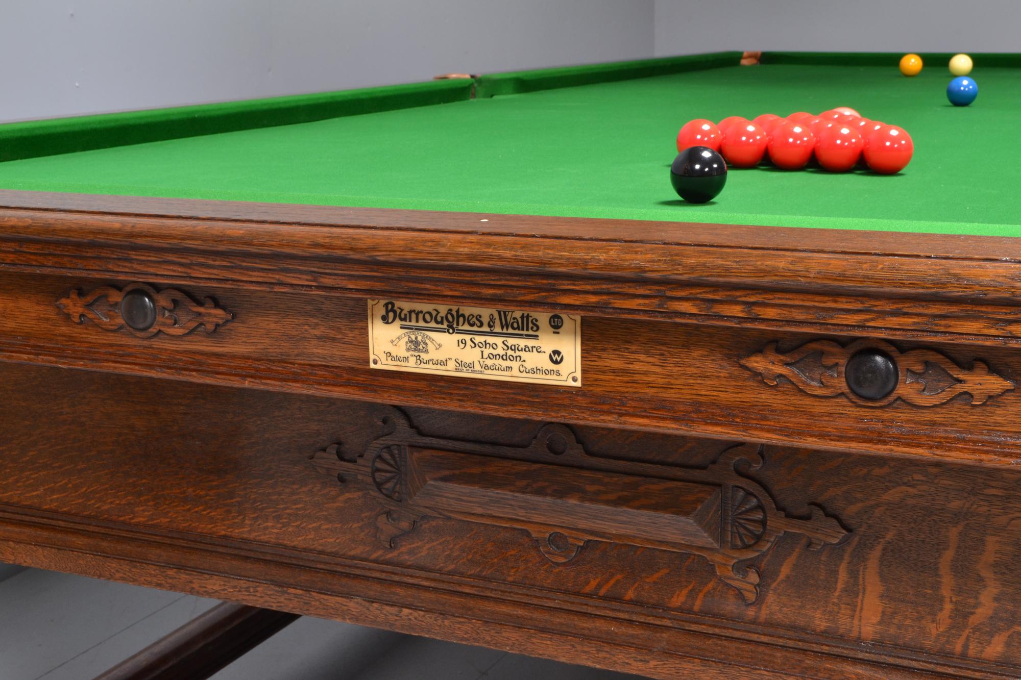 British Snooker billiard pool table refectory jacobean oak For Sale