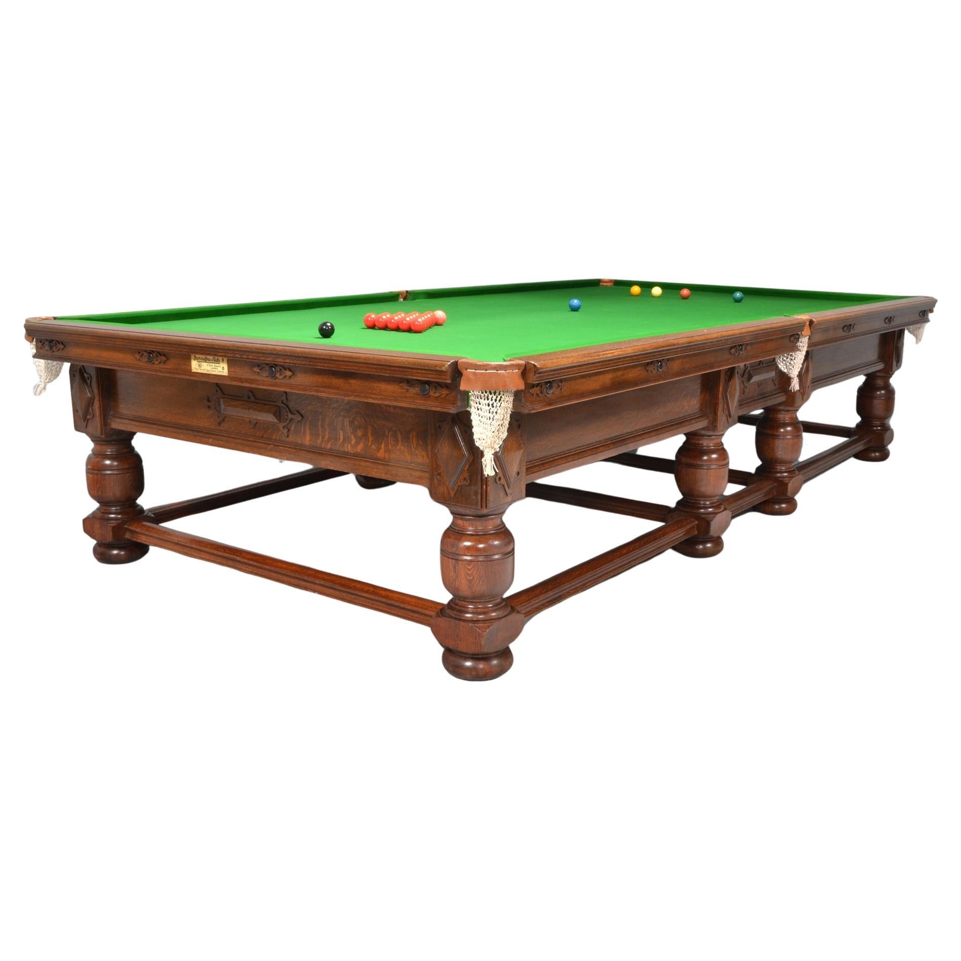 Snooker billiard pool table refectory jacobean oak For Sale