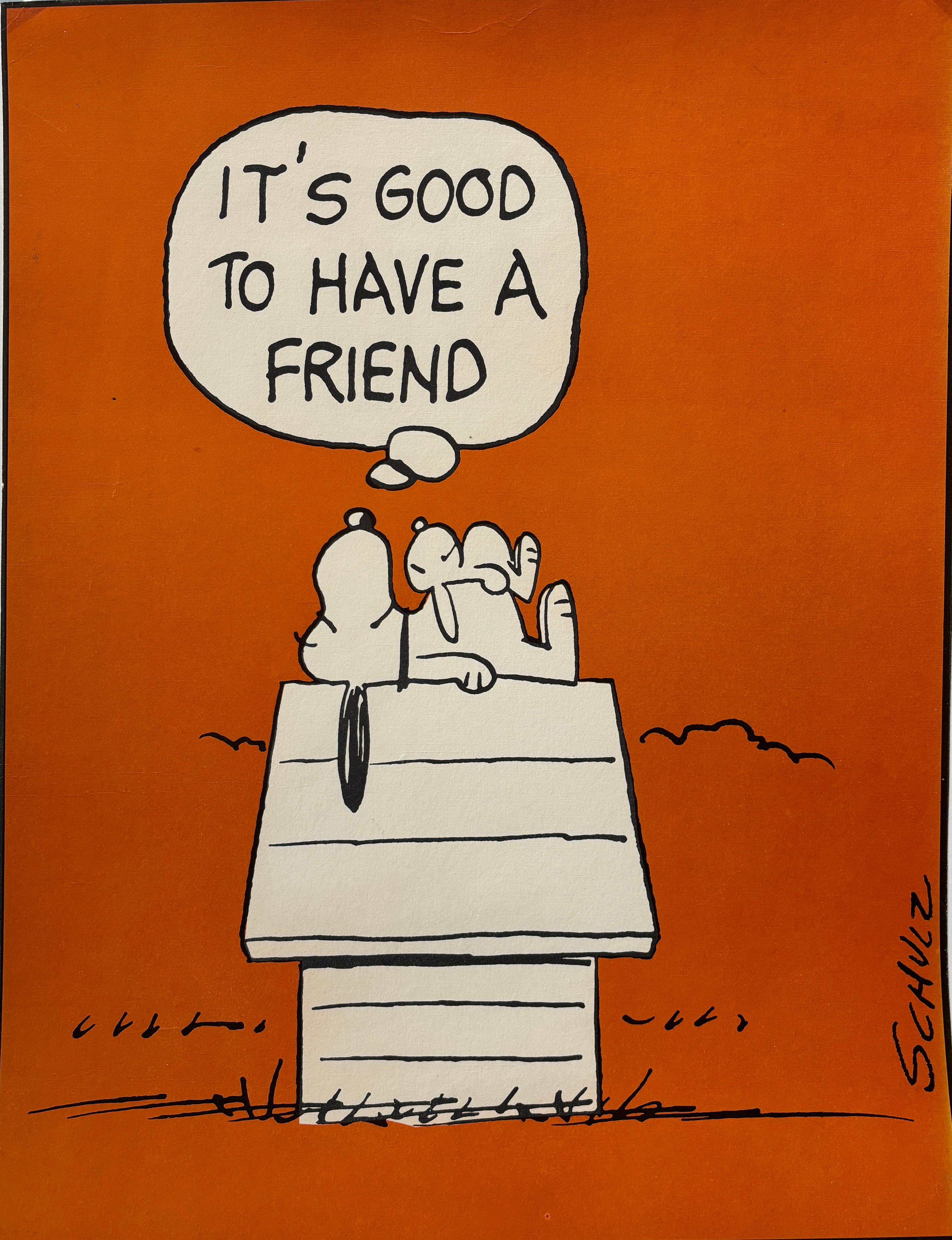This is an original vintage poster from 1958 featuring SNOOPY by Schulz. This poster is in excellent condition and has been linen backed for preservation.

CONDITION	
Good

FORMAT	
Linen backed

DIMENSIONS	
50x62cm

ARTIST	
Schultz

YEAR	
1958