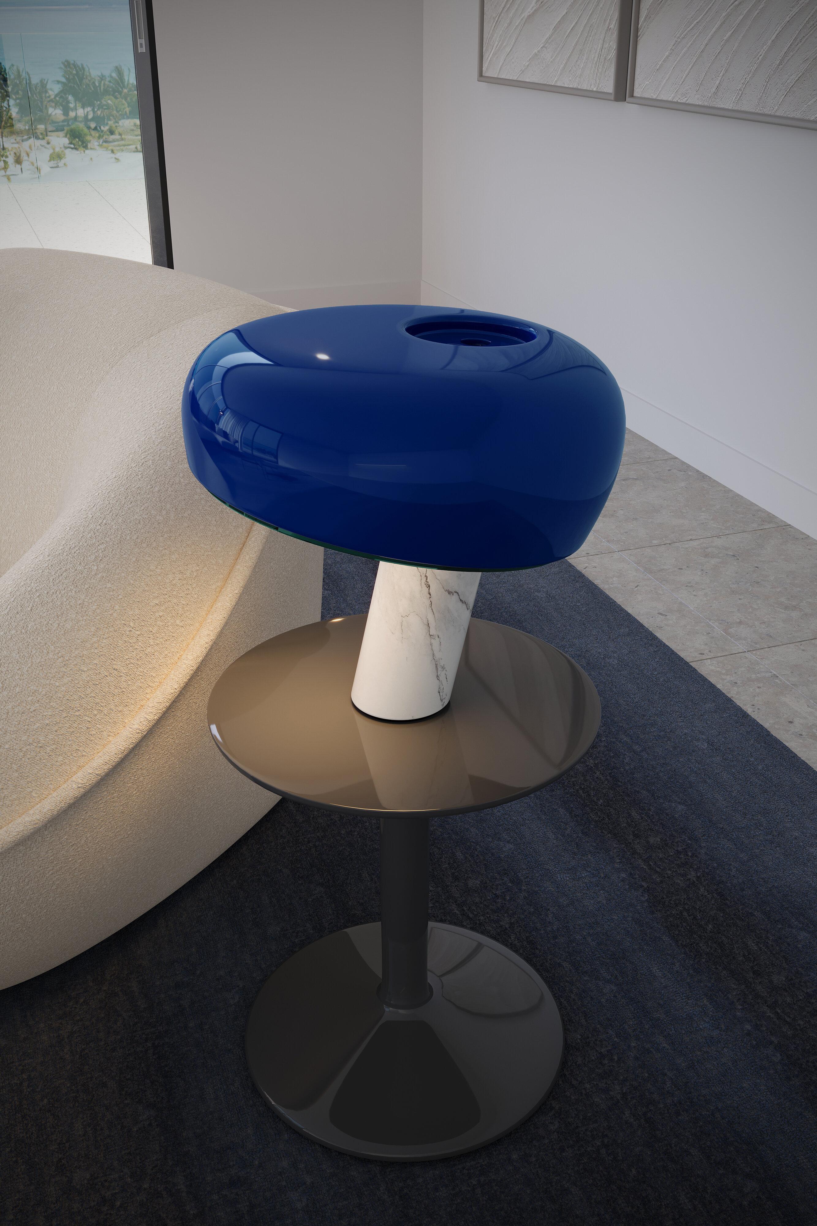 Steel Snoopy Table Lamp in Navy Blue by Achille and Pier Giacomo Castiglioni For Sale