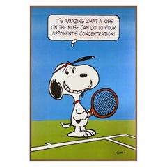 Snoopy Tennis "Peanuts" Walnut Frame Poster by Charles M. Schulz, 1955