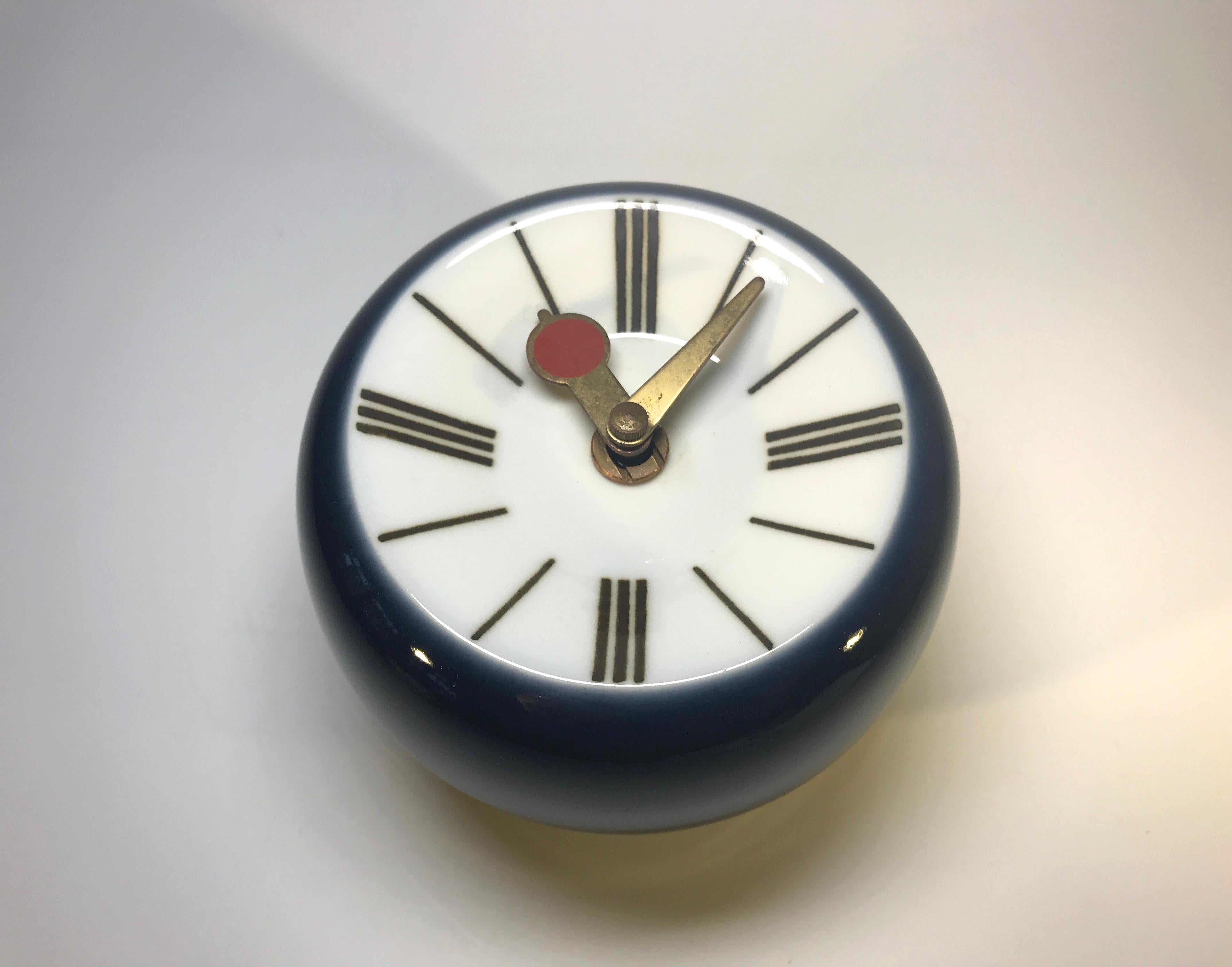 Snorre Læssøe Stephensen For Royal Copenhagen Porcelain Enamel Wall Clock, 1970s In Good Condition In Rothley, Leicestershire