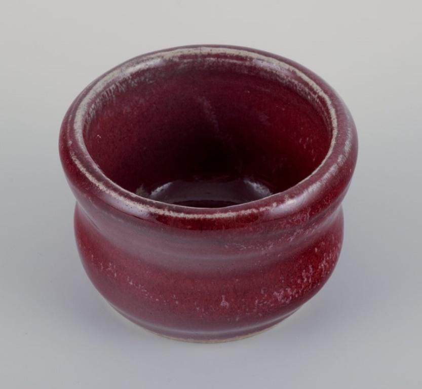 Danish Snorre Stephensen, Own Workshop, Unique Ceramic Bowl in Oxblood Glaze For Sale