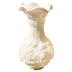 Snow Antique 19th C White Parian Ware Vase with Berries and Leaves
