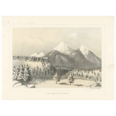 Snow-Capped San Francisco Mountain in the Heart of Arizona - Tinted Litho, 1856