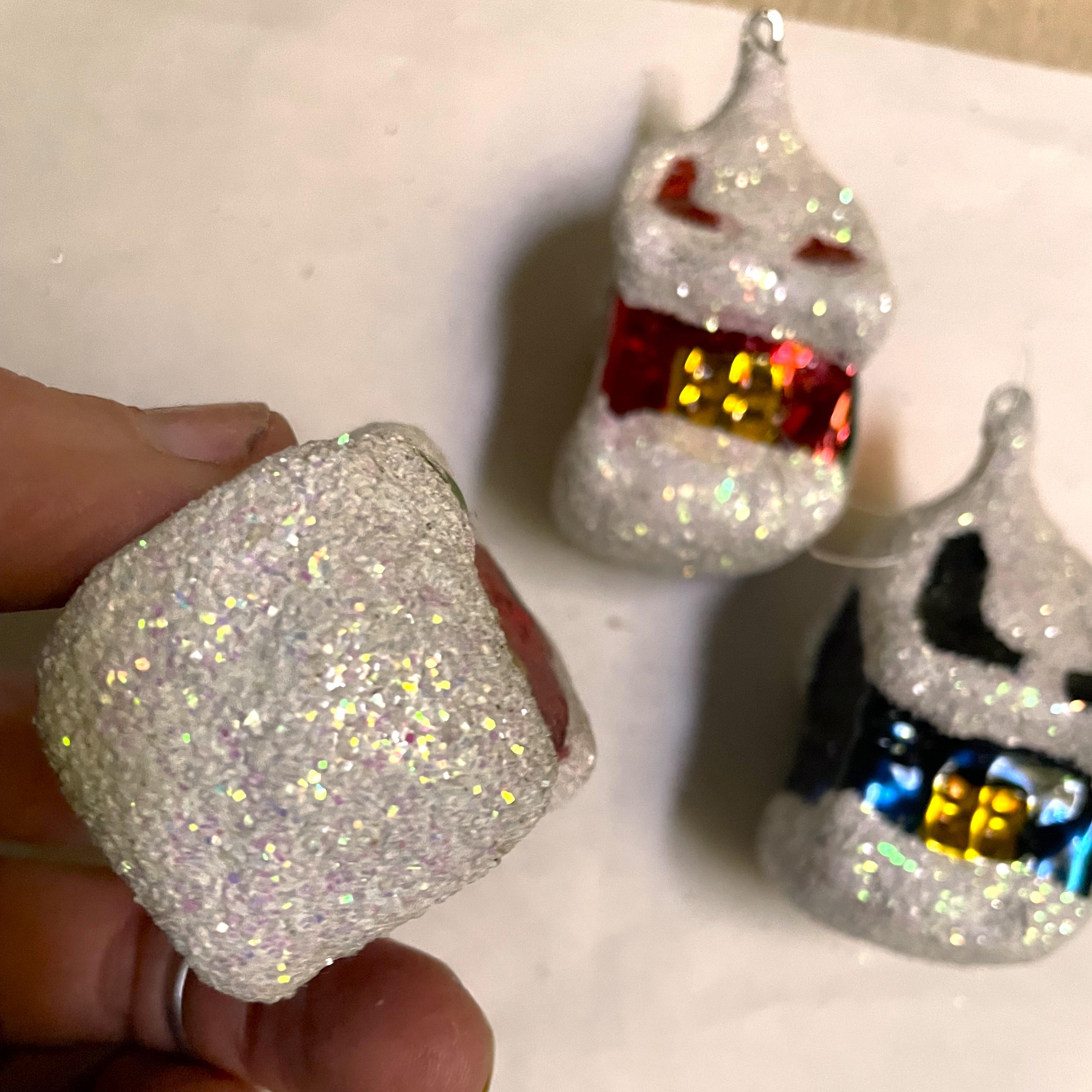 Schneehütte/Haus aus geblasenem Glas, Weihnachtsbaum-Dekoration, Schneedecke, Dekoration, 3er-Set im Angebot 2