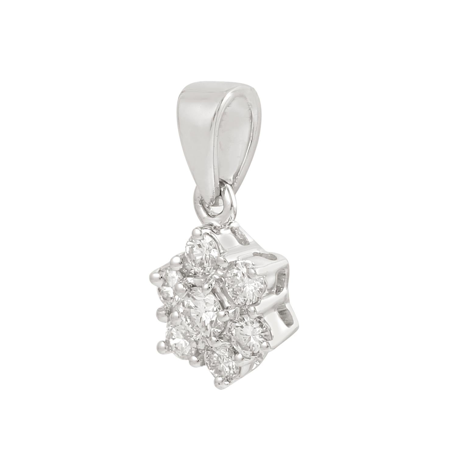 Taille mixte Pendentif en forme de flocon de neige en or blanc 18 carats en vente