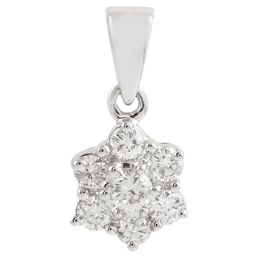 Snow Flake Diamond Pendant Made In 18k White Gold