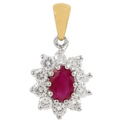 Schneeflockener Rubin- und Diamant-Anhänger aus 18 Karat Gold