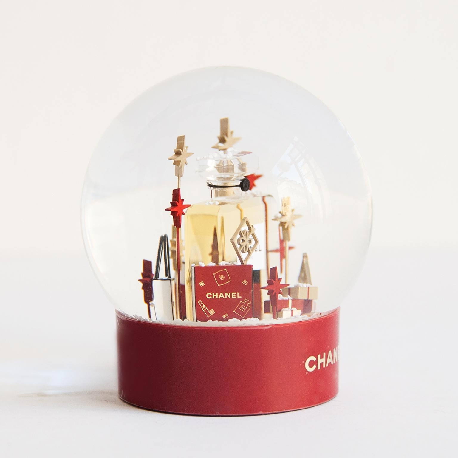 French Snow Globe Red Chanel Number 5 For Sale