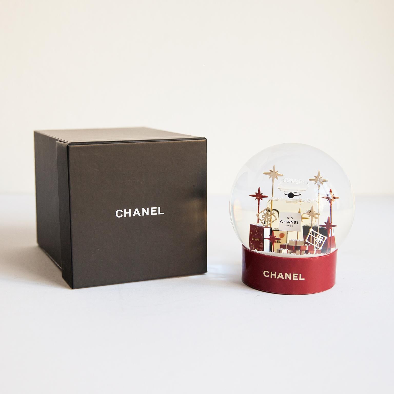 Plastic Snow Globe Red Chanel Number 5 For Sale