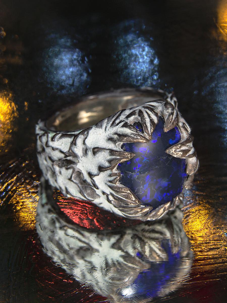 Art Nouveau Snow Ivy Opal Ring Magic Energy Stone Mens Jewelry Healing Gem St Valntines Gift