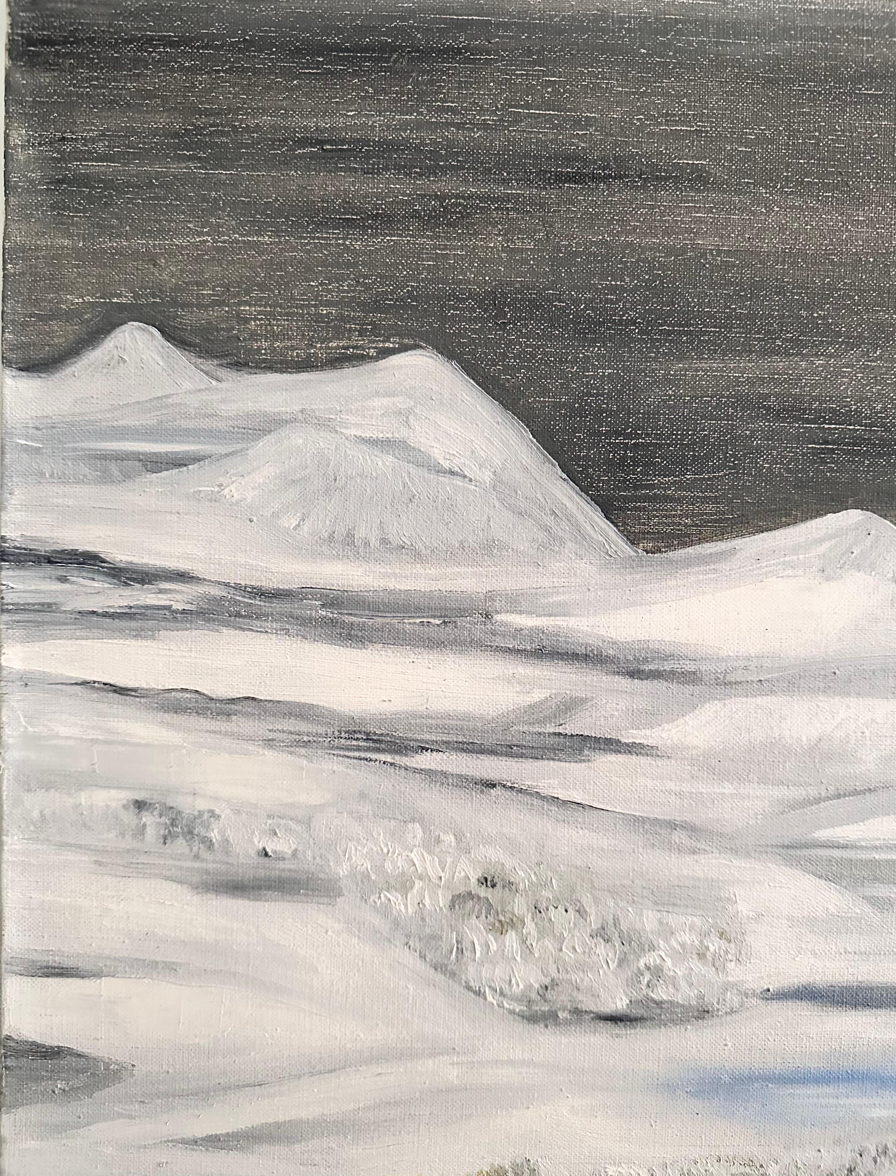 “Snow Landscape » Henri Hecht MAÏK 1957, French Painter, Oil on Canvas  For Sale 1