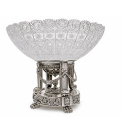Snow Lion Crystal & Sterling Silver Centerpiece Vase -Handcrafted To Order