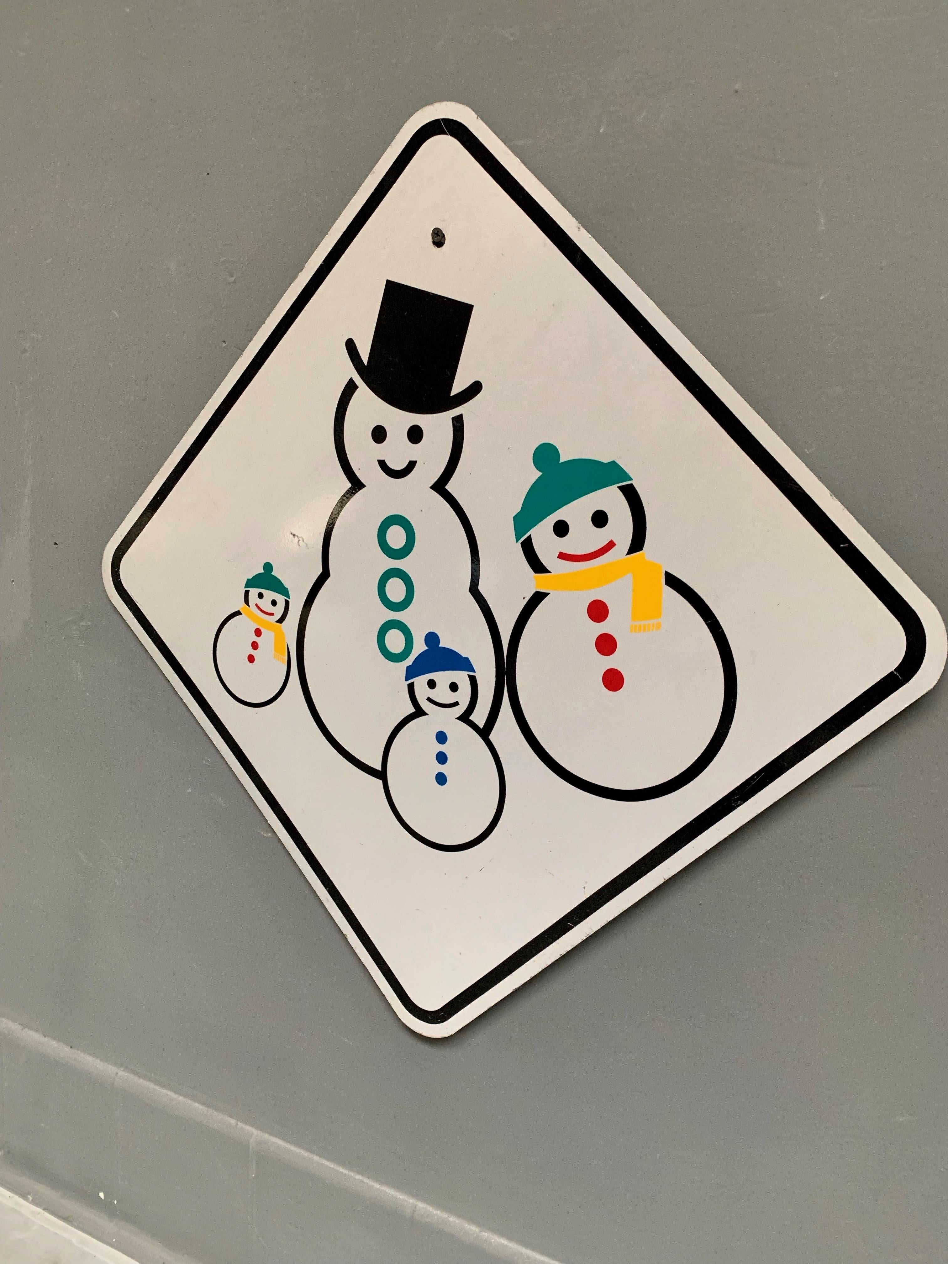 Snow Men California Street Sign In Good Condition For Sale In Los Angeles, CA