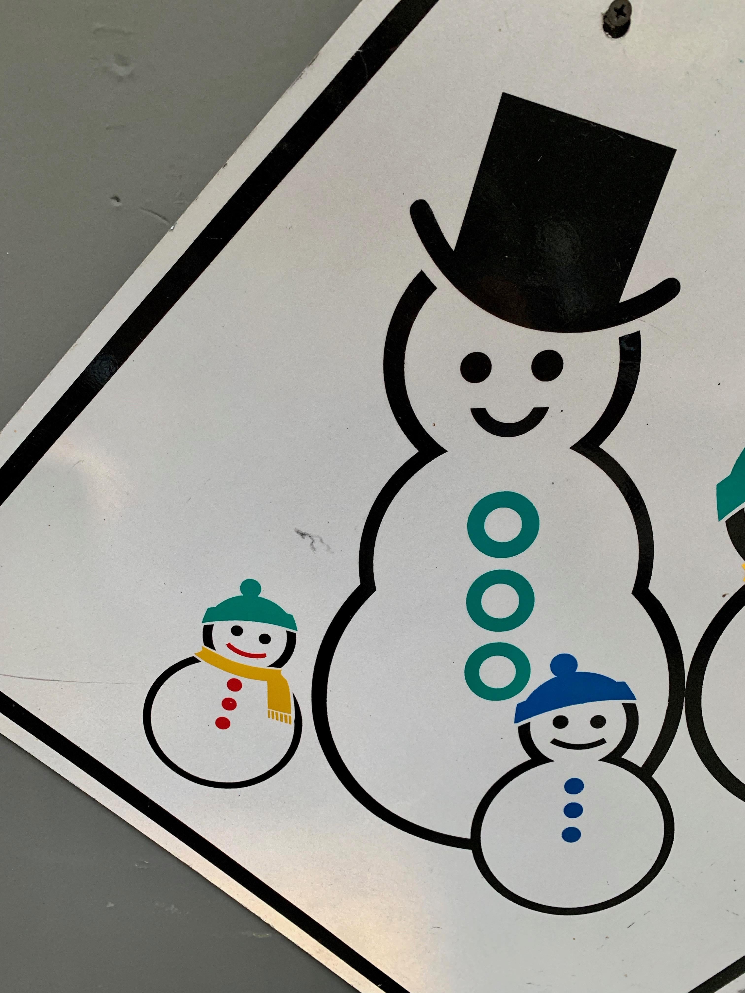 Late 20th Century Snow Men California Street Sign For Sale