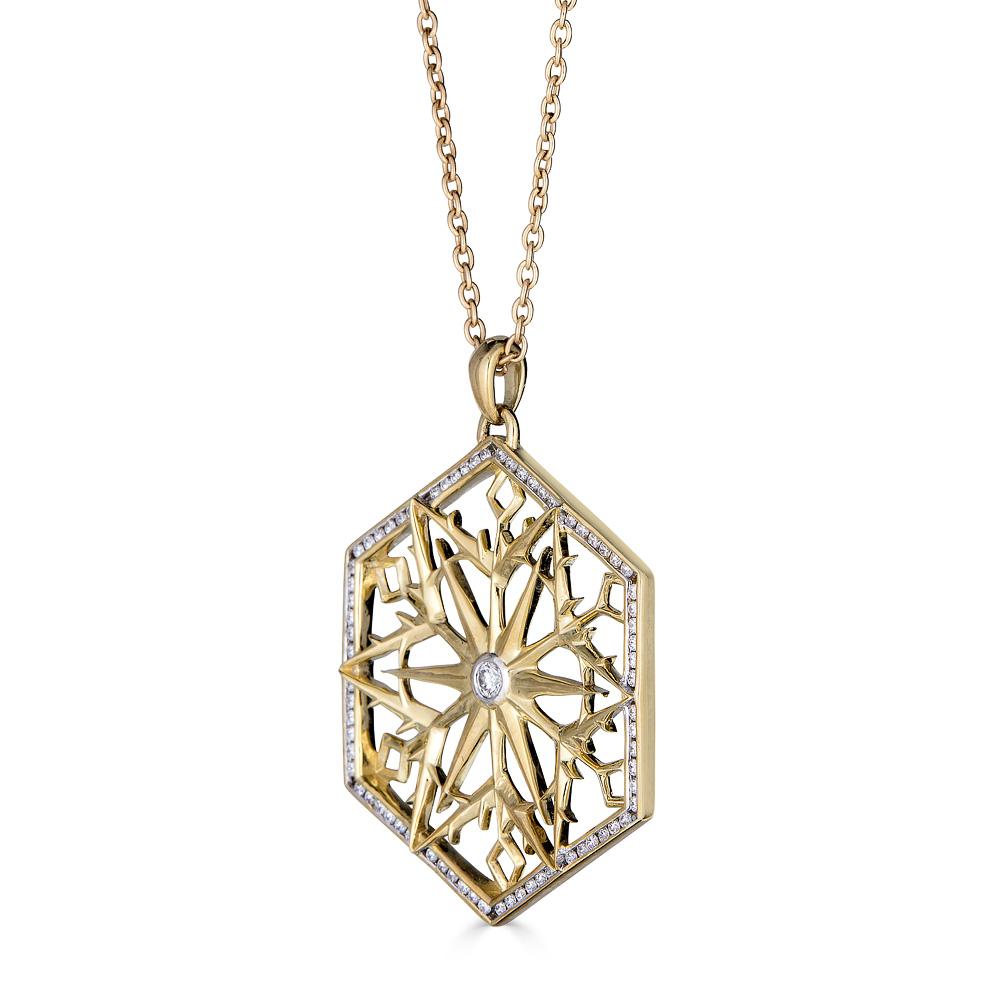 Schneekönigin Diamant und 18K Gold Halskette (Moderne) im Angebot