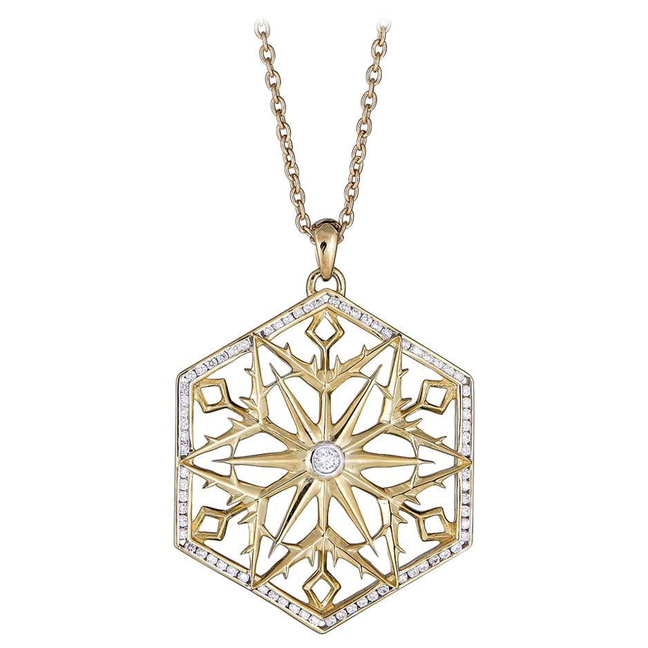 Snow Queen Diamond and 18K Gold Necklace For Sale