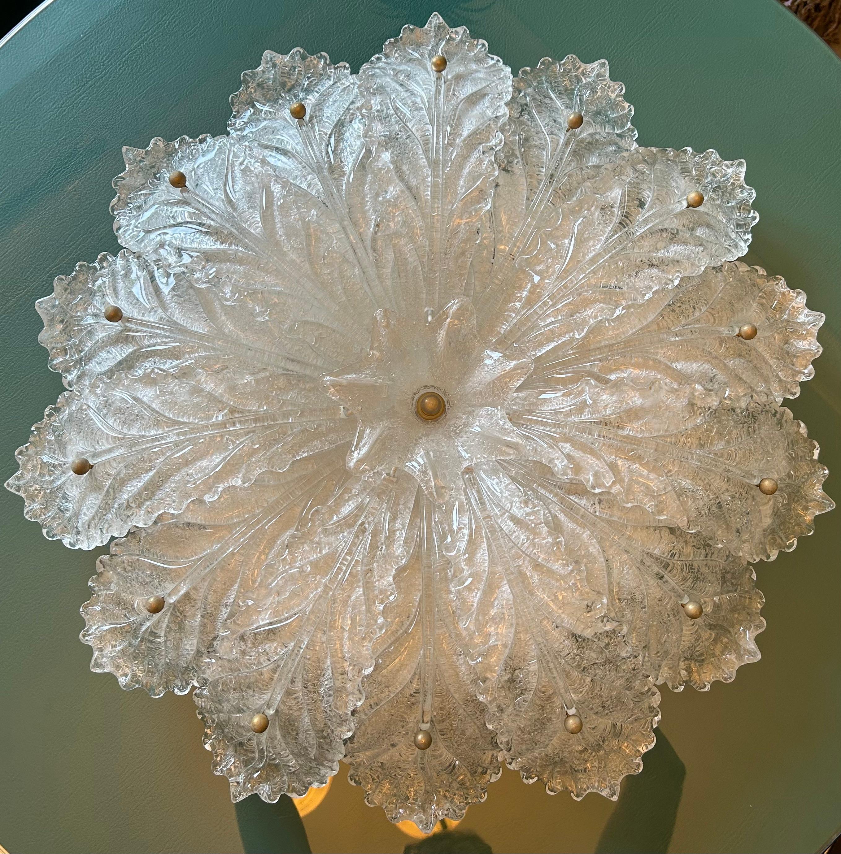 Snow Queen, Gorgeous Murano Barovier & Toso Ceiling Light (Metall) im Angebot
