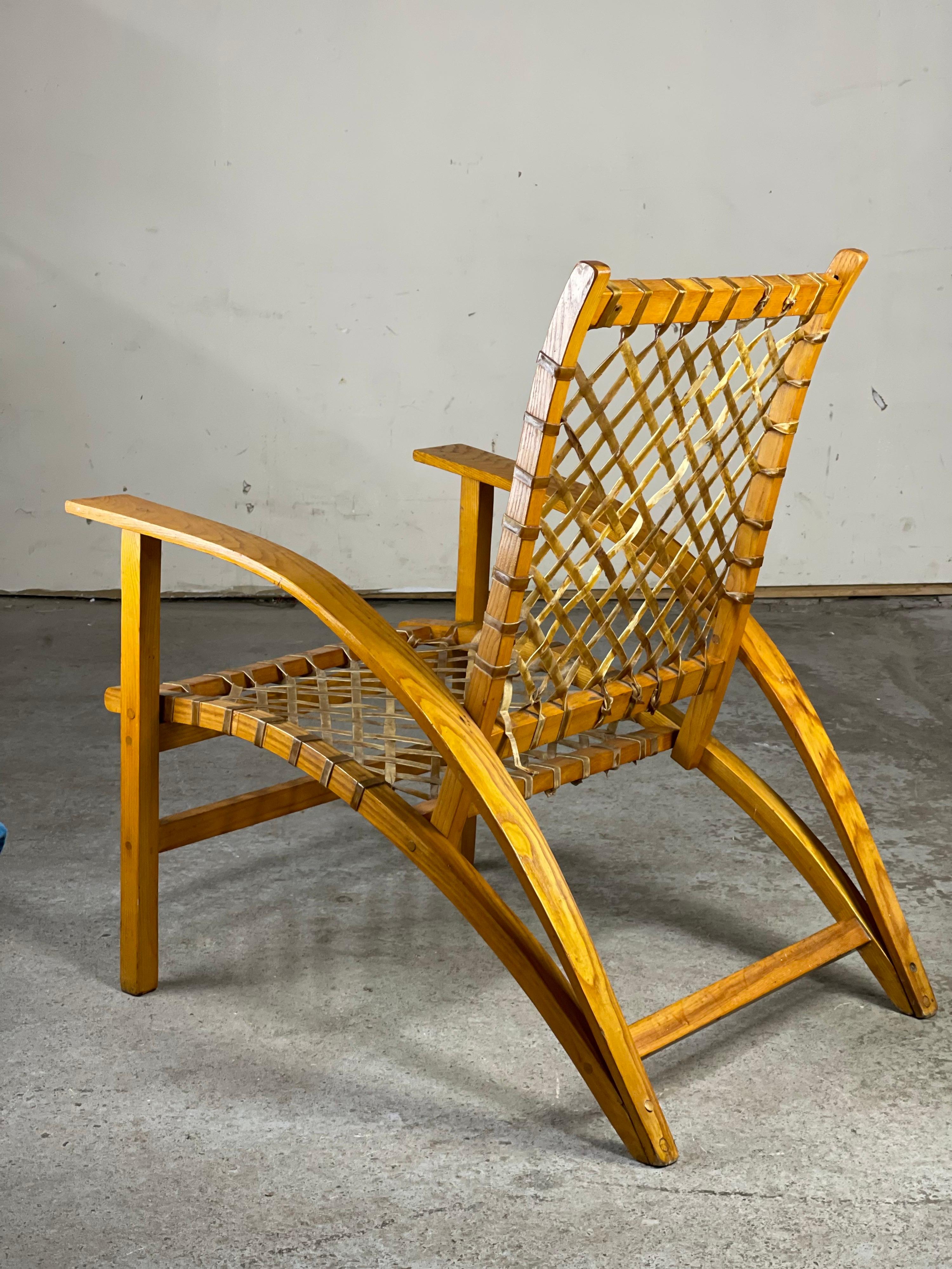 'Snow Shu' Lounge Chair by Carl Koch for Vermont Tubbs 1952 Adirondack Style In Good Condition In Framingham, MA