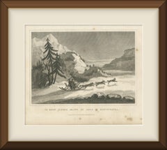 Snow Sledge Drawn by Dogs in Kamchatka, Russia, Antique Engraving, 1829