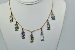 Snow White Charm Necklace, 18K Yellow Gold Chain, Artisan Style, USA