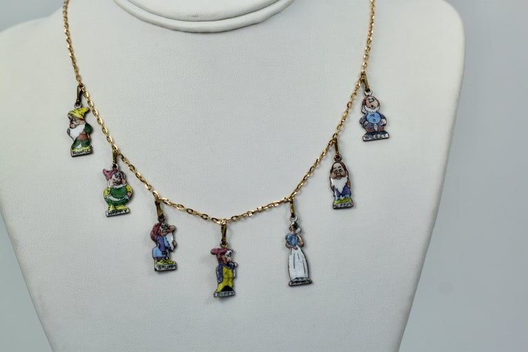 Snow White and the Seven Dwarfs Necklace 18K For Sale at 1stDibs snow white necklace cartier snow white charm bracelet snow white diamond pendant