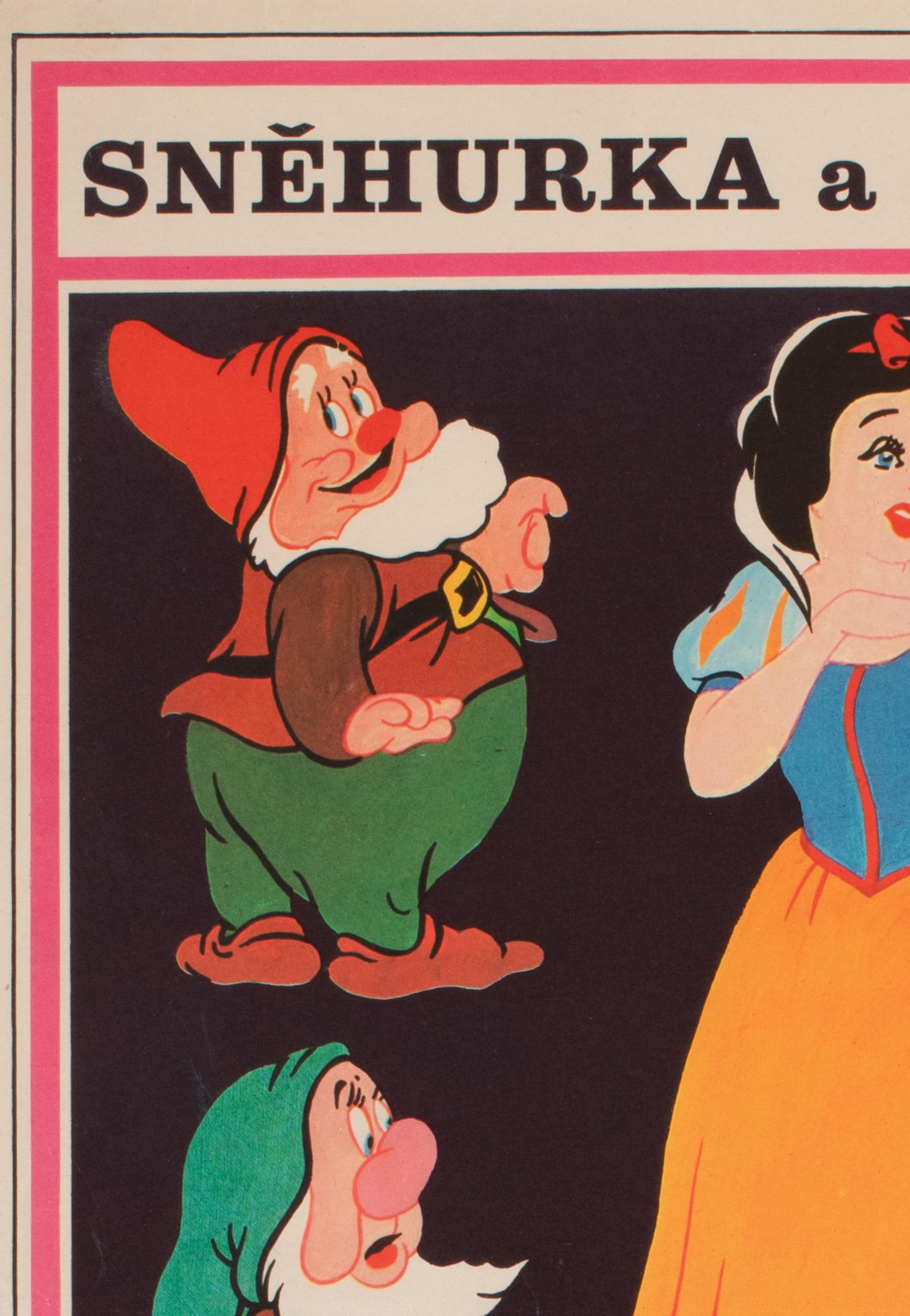 20th Century Snow White and the Seven Dwarfs R1970 Czech A3 Film Poster For Sale