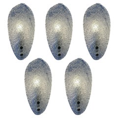 Snow White Butterflies, Set of Five Magnificent Murano Sconces, 1980's